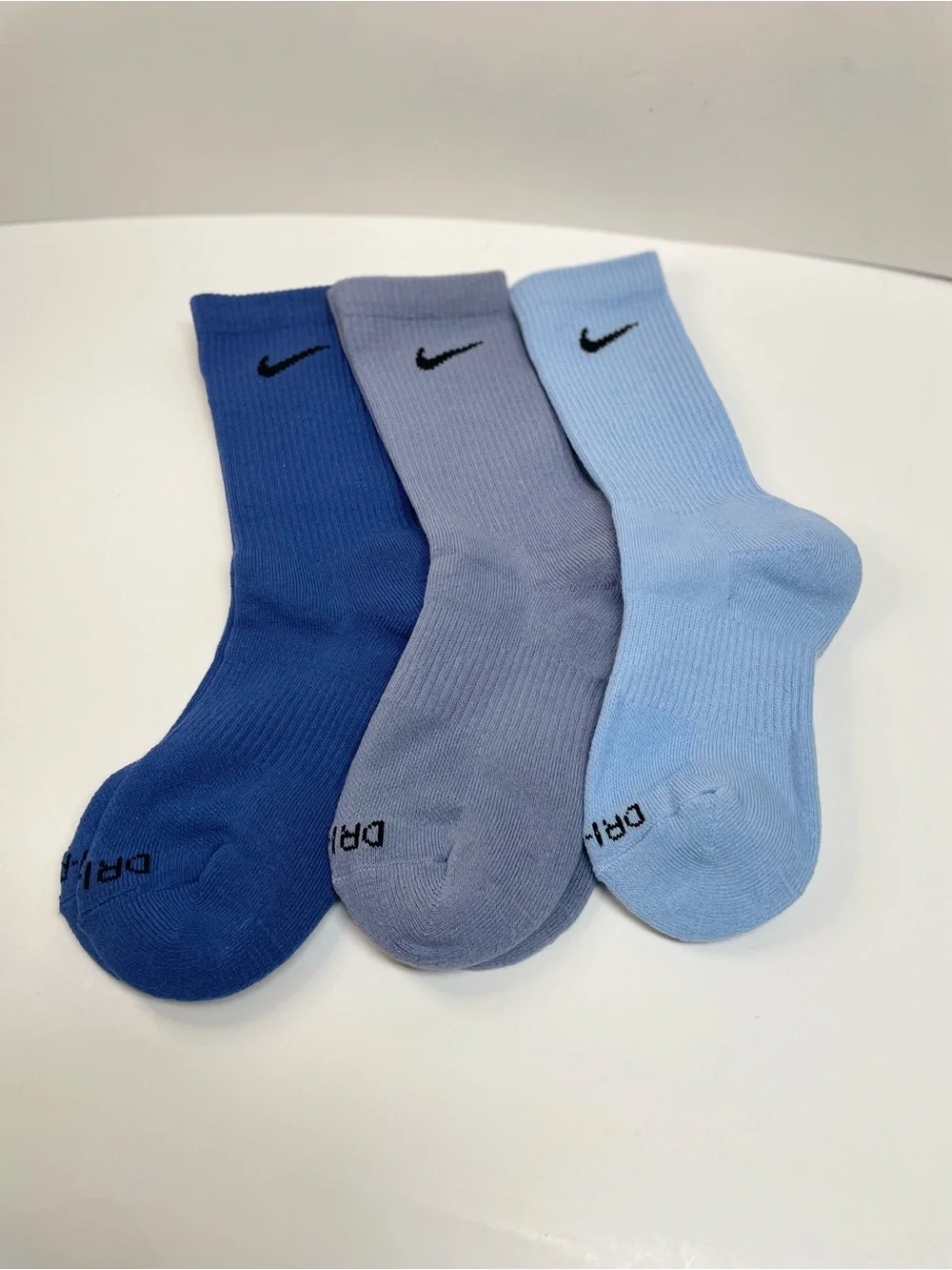 Nike Unisex Crew Socks Trio - Dark Blue, Slate, Light Blue NWOT